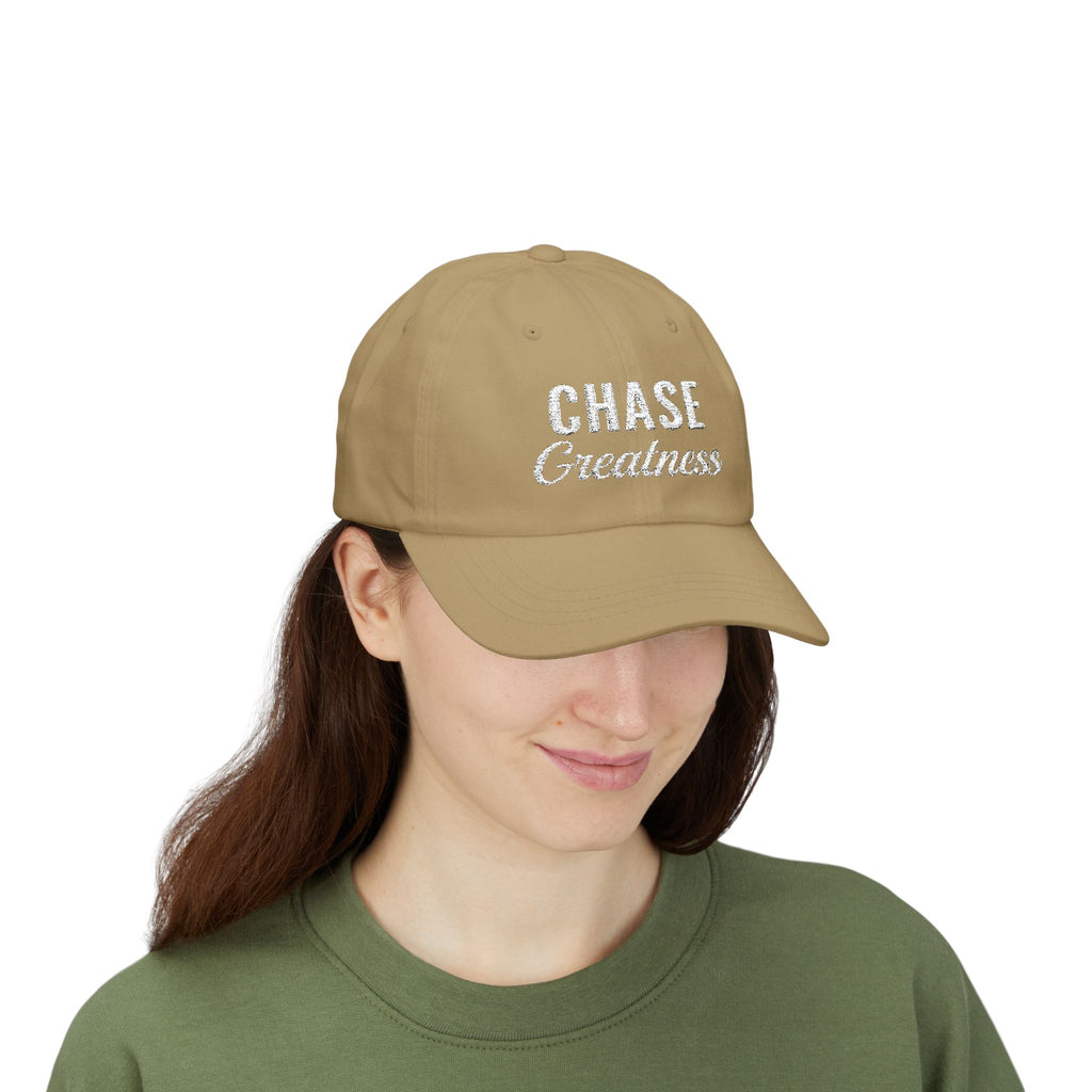 Chase Greatness Embroidered Dad Cap – 100% Cotton Motivational Gym Hat