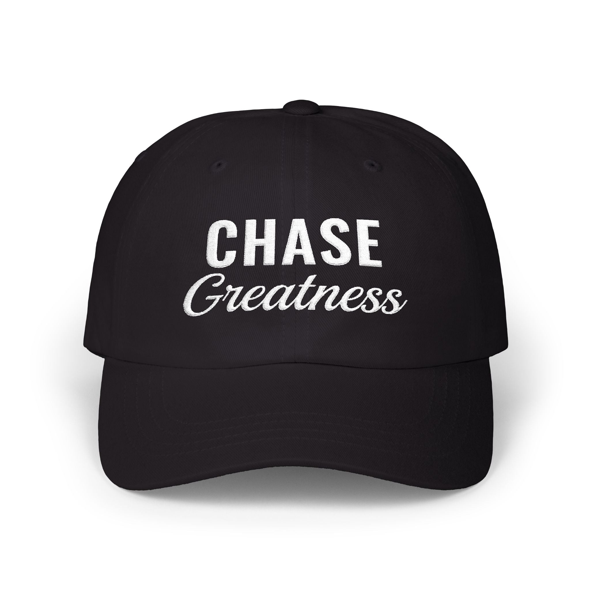 Chase Greatness Embroidered Dad Cap – 100% Cotton Motivational Gym Hat