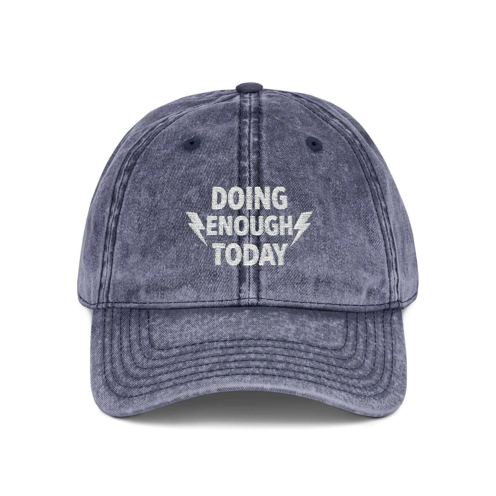 Doing Enough Today Vintage Cap – Motivational Distressed Hat – Positive Mindset Dad Hat – Mental Health Reminder – Minimalist Streetwear Cap