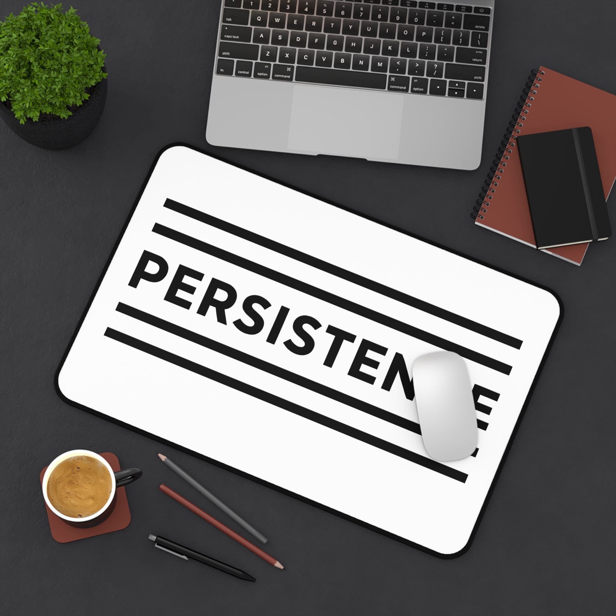 Persistence Motivational Desk Mat – Minimalist Anti-Slip Neoprene Mouse Pad for Work, Study & Gaming