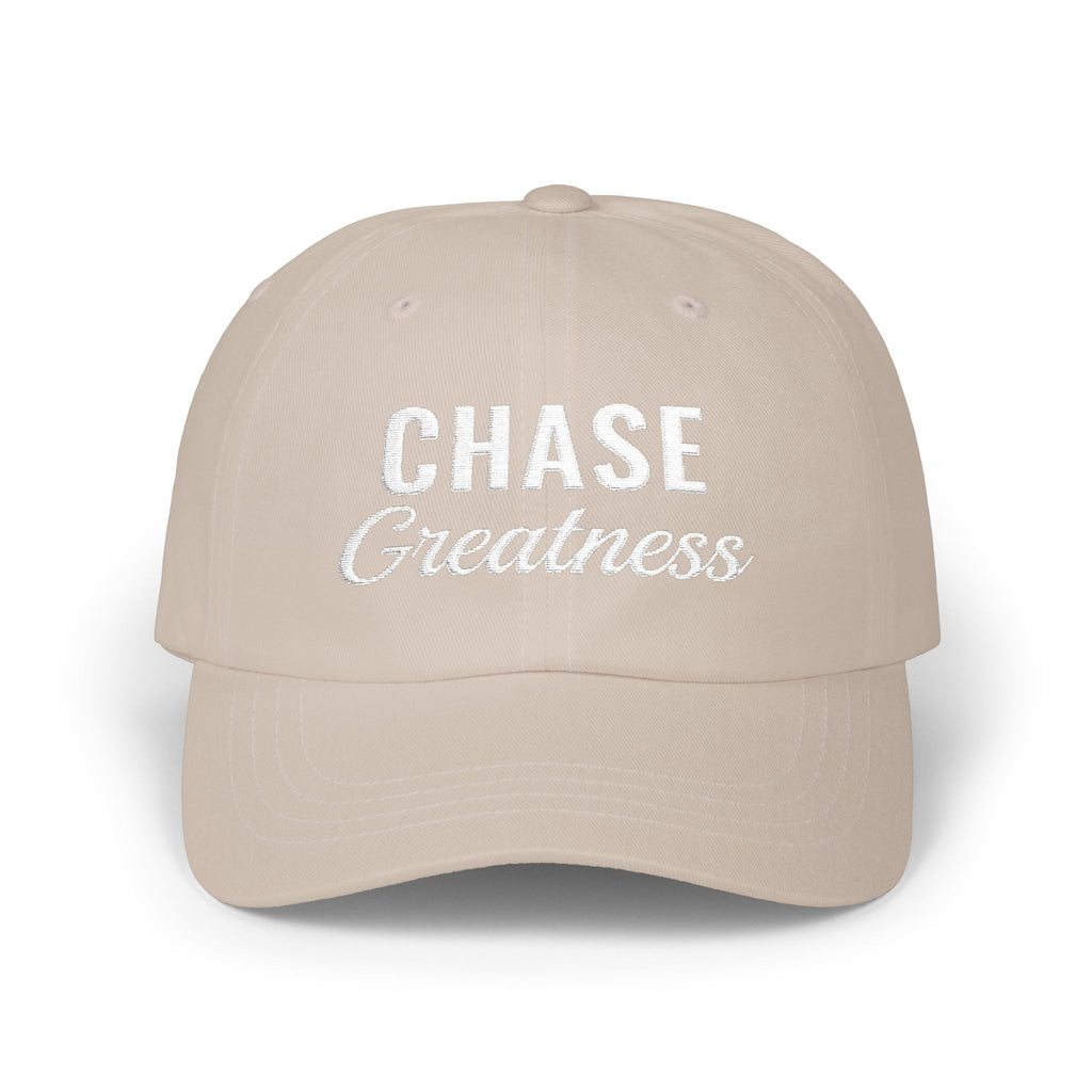 Chase Greatness Embroidered Dad Cap – 100% Cotton Motivational Gym Hat