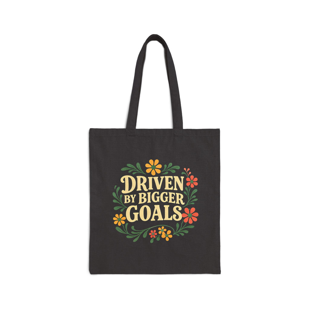 Driven by Bigger Goals Premium Cotton Canvas Tote Bag - Retro Floral Aesthetic