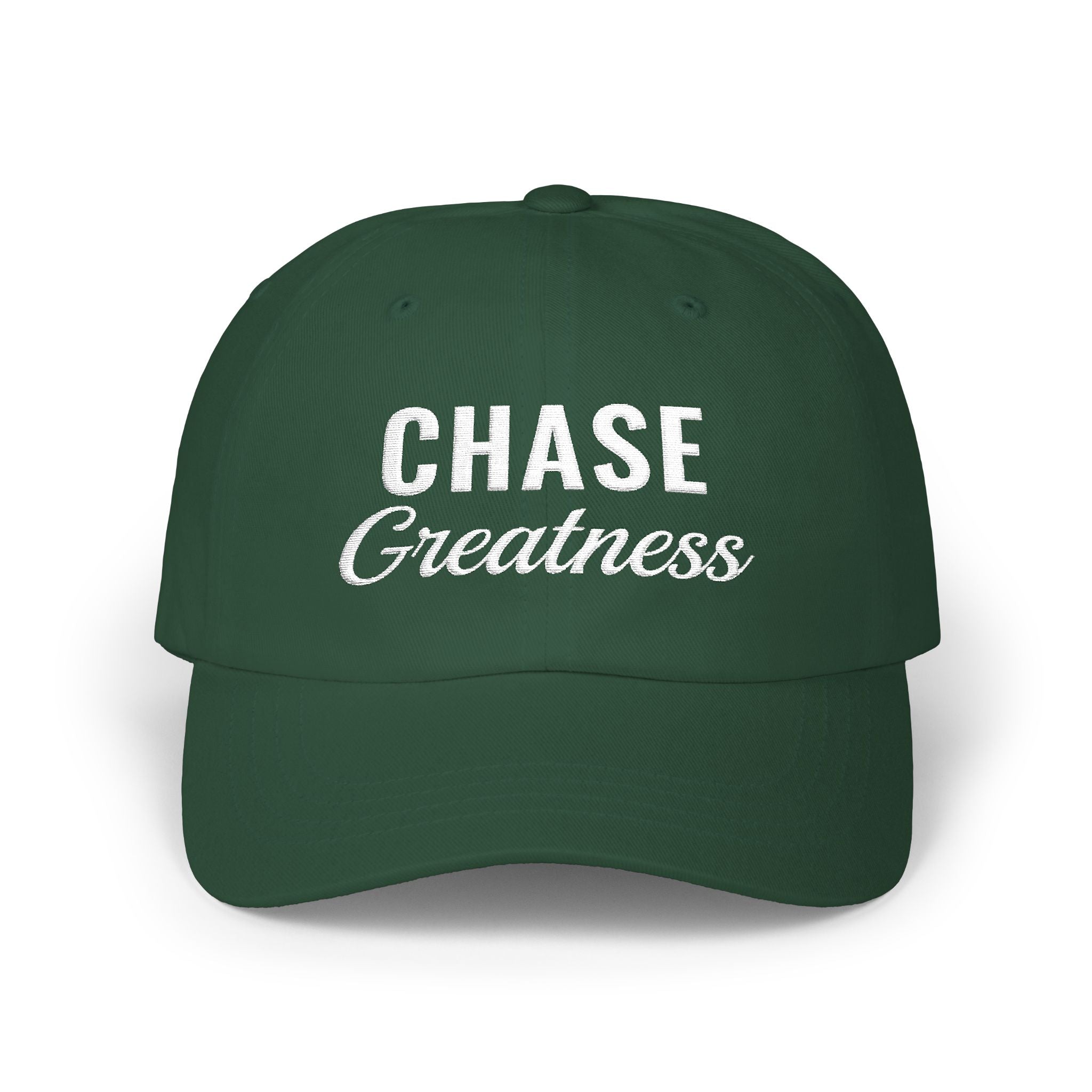 Chase Greatness Embroidered Dad Cap – 100% Cotton Motivational Gym Hat