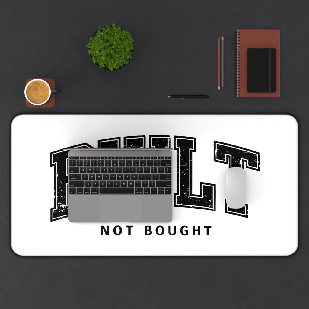 Built Not Bought Desk Mat – Motivational Gym Mouse Pad | Aesthetic Workspace & Gaming Setup Mat
