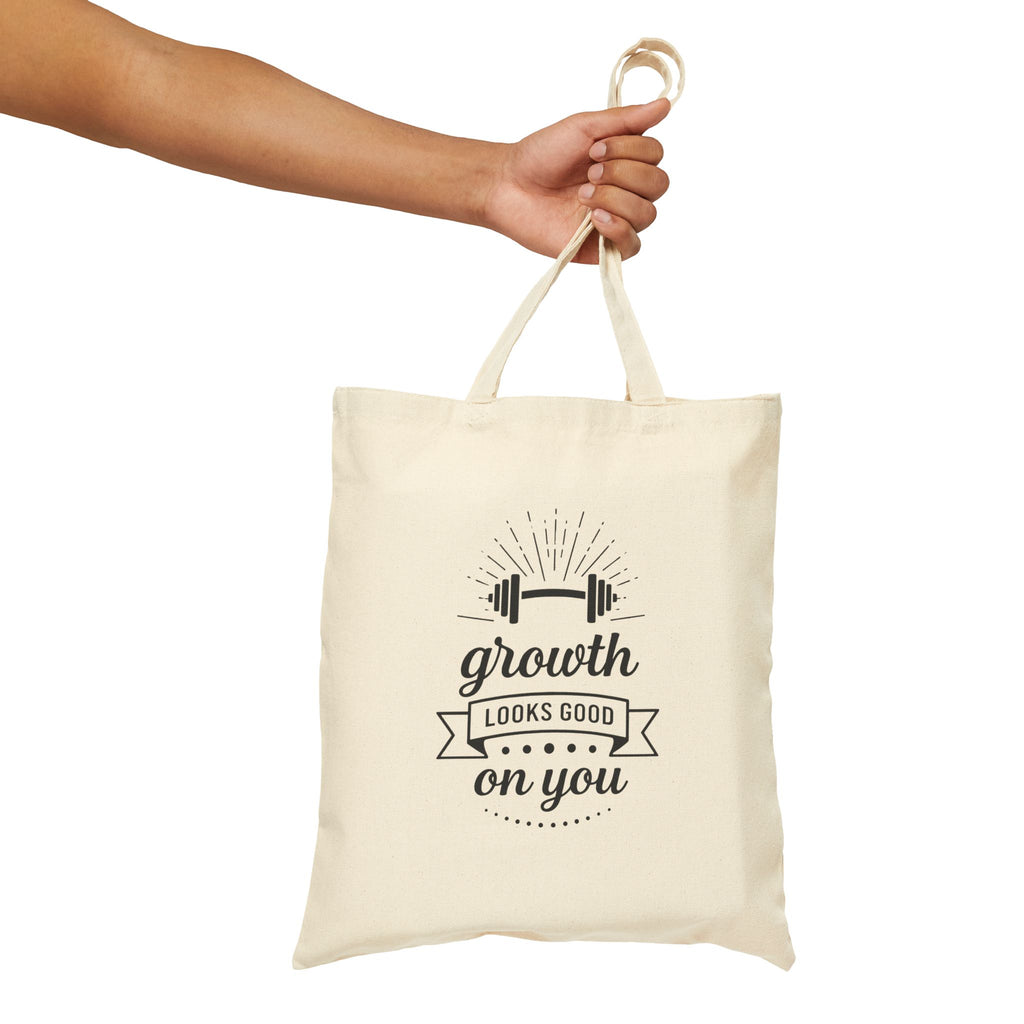 Growth Looks Good On You Tote Bag - Gym Bag for Women - Fitness Motivation Canvas Tote - Heavy Duty Workout Bag - Body Positivity Gift