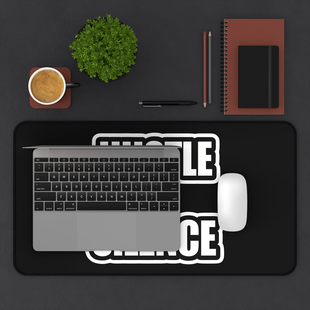 Hustle in Silence Desk Mat – Motivational Office Desk Pad – Entrepreneur Workspace Mouse Pad – Gaming Desk Mat – Productivity Desk Setup