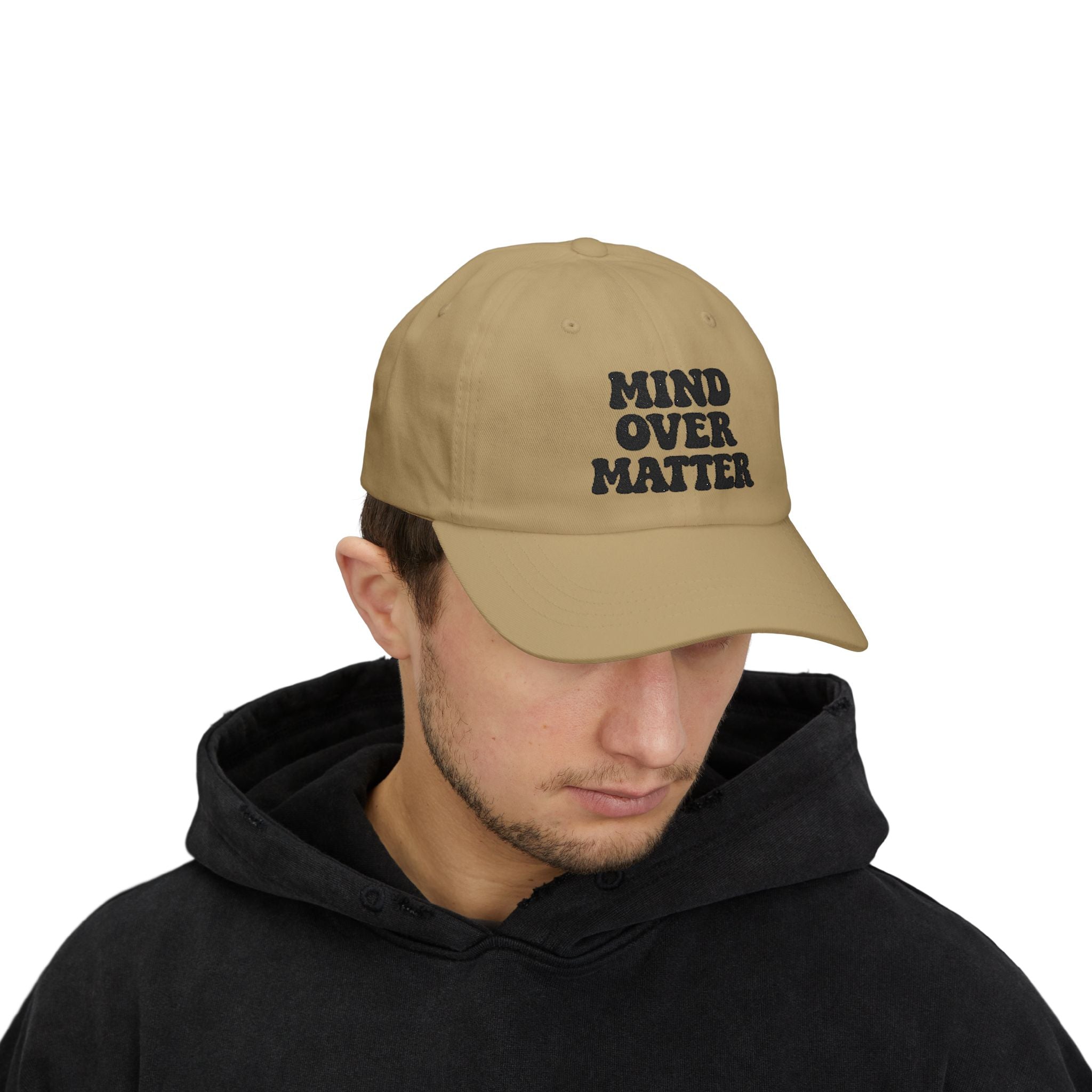 Mind Over Matter Dad Hat | Motivational Embroidered Cap, Minimalist Aesthetic Hat, Adjustable Cotton Baseball Cap, Gym & Lifestyle Gift