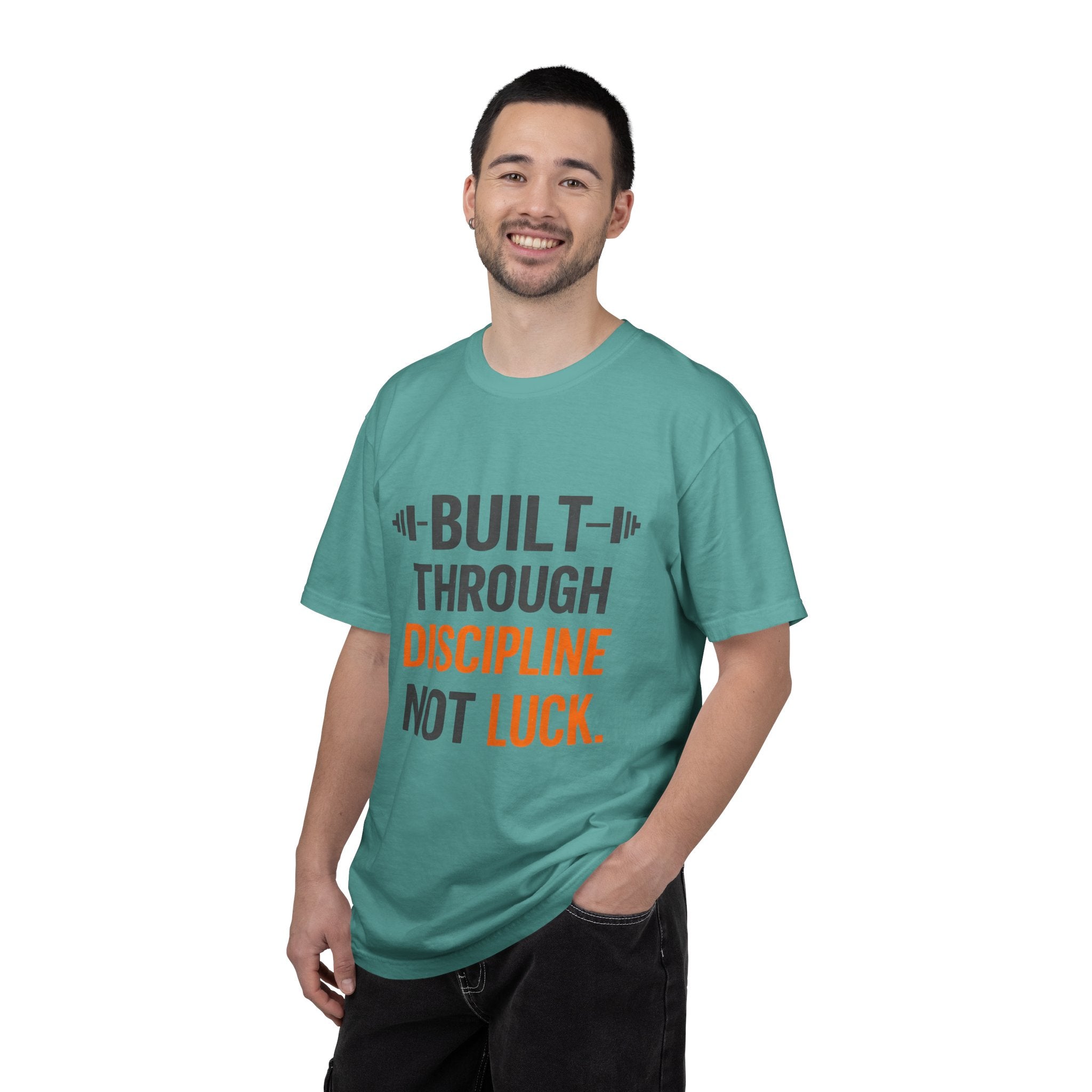 Built Through Discipline Not Luck Vintage Fitness Tee | Unisex Garment - Dyed