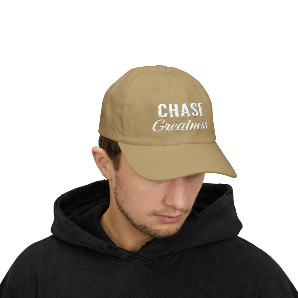 Chase Greatness Embroidered Dad Cap – 100% Cotton Motivational Gym Hat