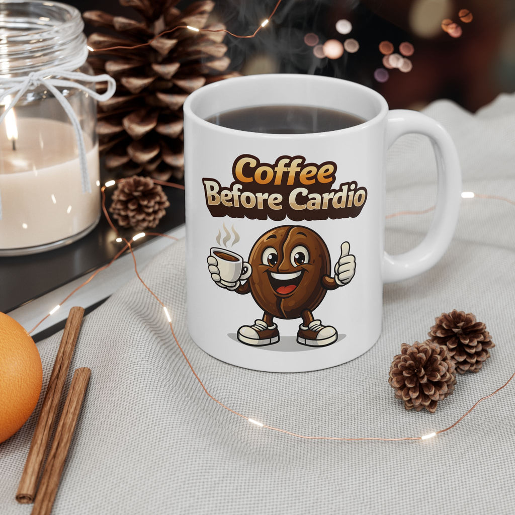 Coffee Before Cardio Mug | Funny Gym Coffee Mug | Fitness Lover Gift | Motivational Coffee Cup | Workout Humor Mug (11oz, 15oz)