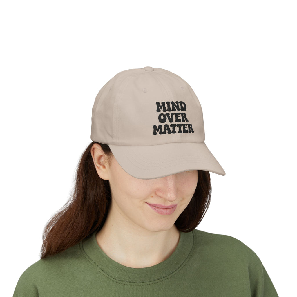 Mind Over Matter Dad Hat | Motivational Embroidered Cap, Minimalist Aesthetic Hat, Adjustable Cotton Baseball Cap, Gym & Lifestyle Gift