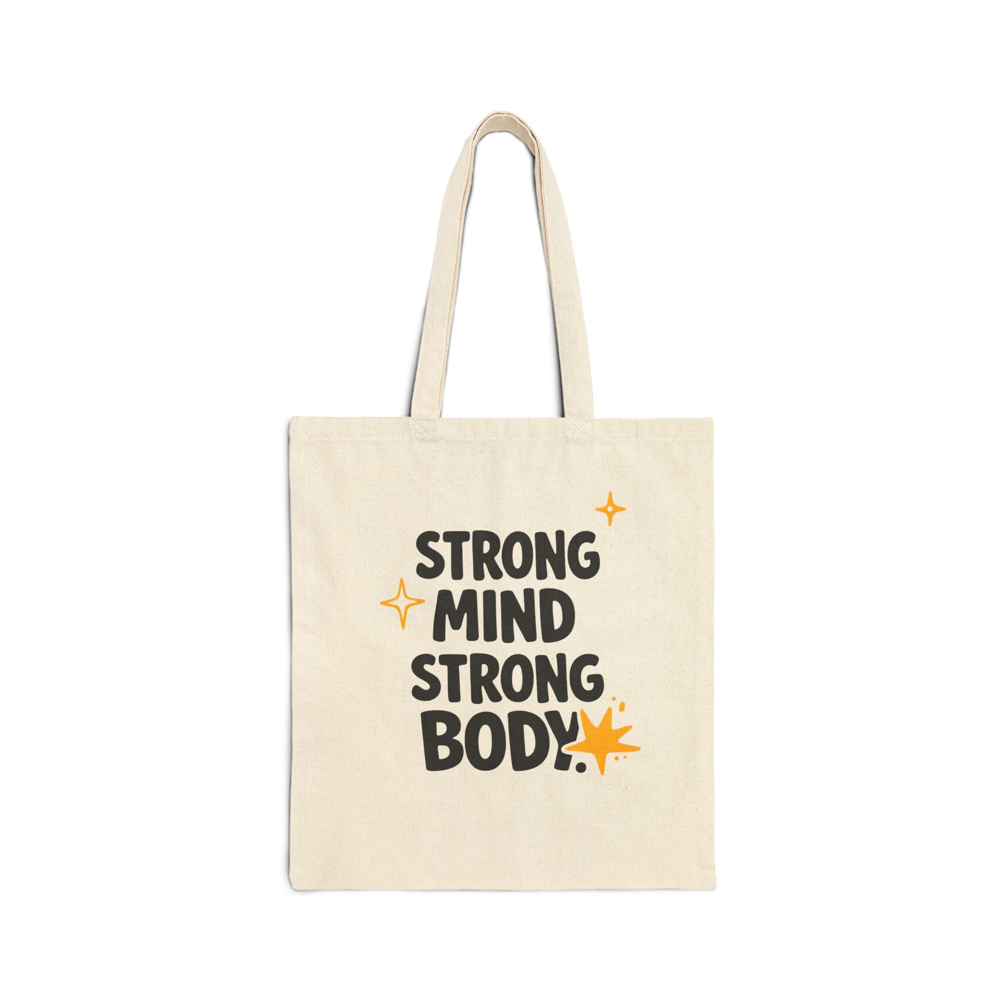 Strong Mind Strong Body Tote Bag - Motivational Gym Canvas Tote, Fitness Lover Gift, Workout Tote Bag, Inspirational Gym Bag
