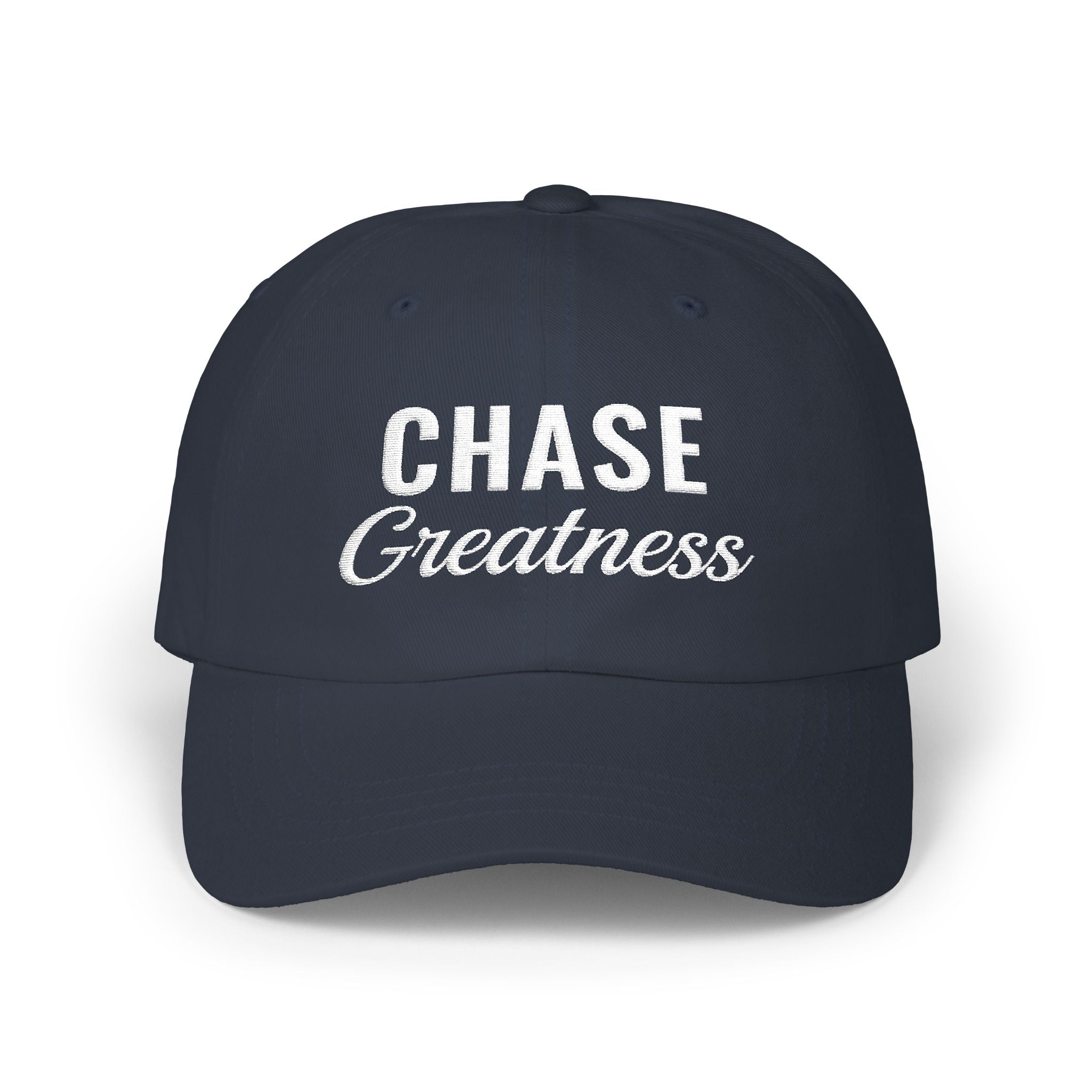 Chase Greatness Embroidered Dad Cap – 100% Cotton Motivational Gym Hat
