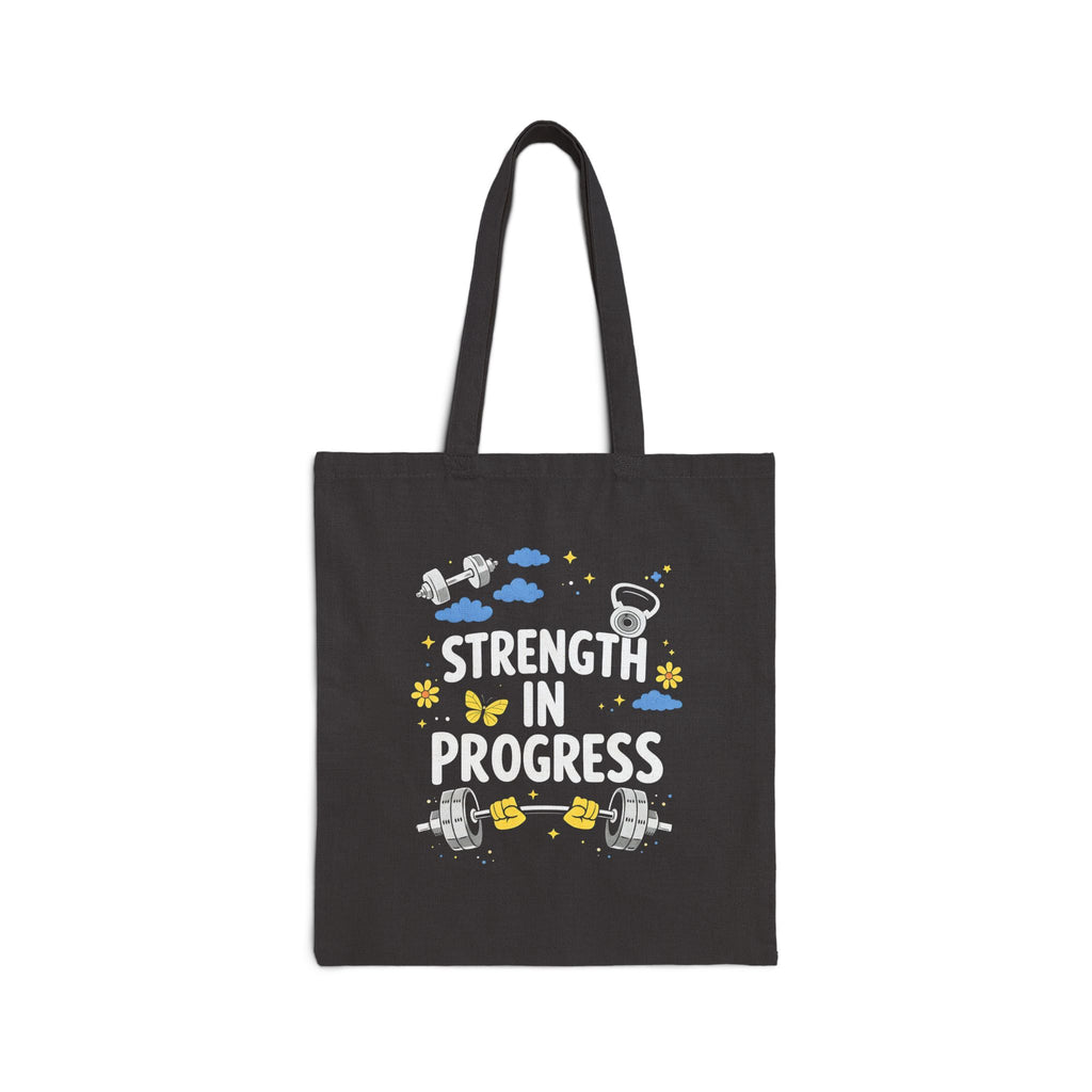 Strength In Progress Gym Tote Bag - Motivational Workout Canvas Bag, Fitness Lover Gift, Gym Girl Tote, Shopping Bag