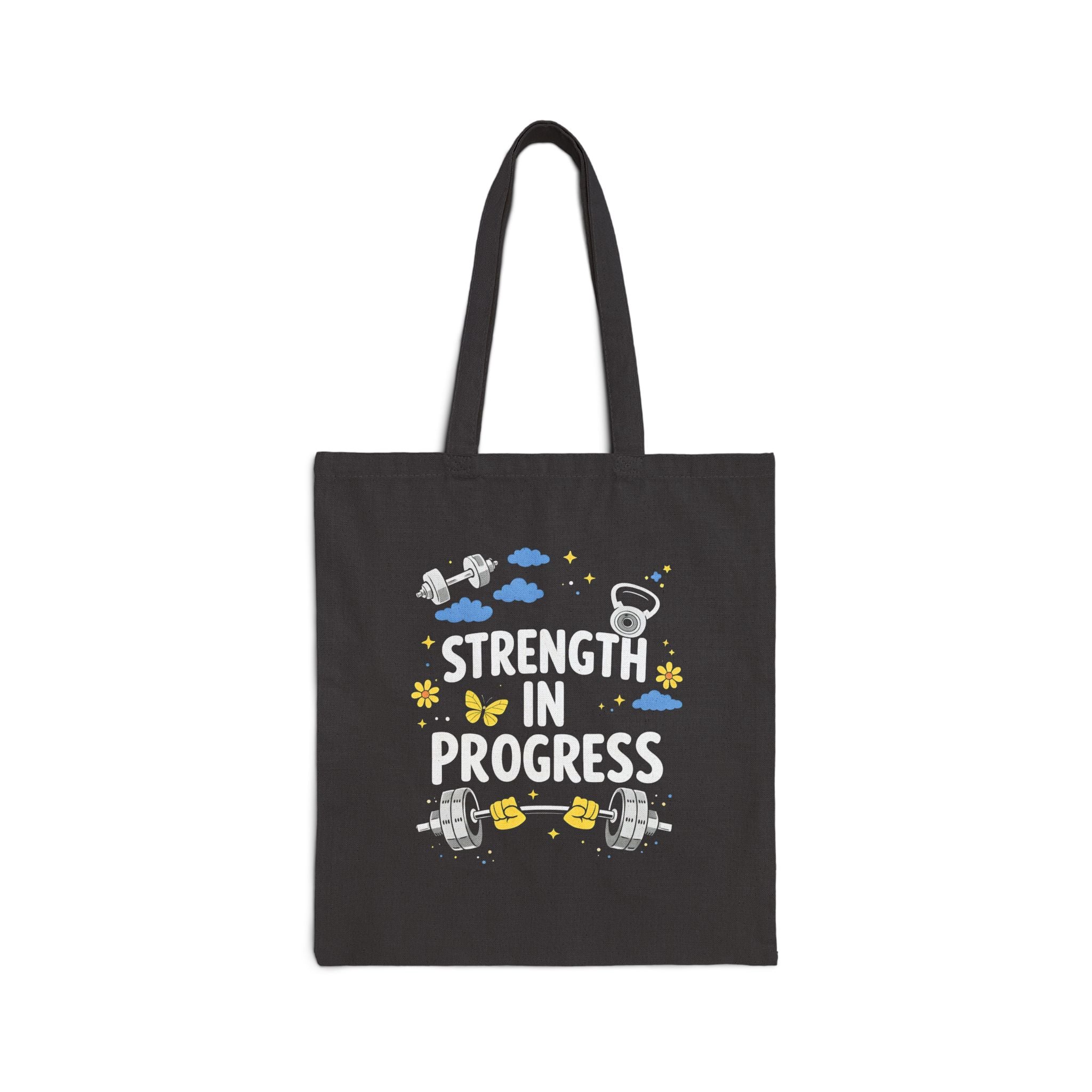 Strength In Progress Gym Tote Bag - Motivational Workout Canvas Bag, Fitness Lover Gift, Gym Girl Tote, Shopping Bag