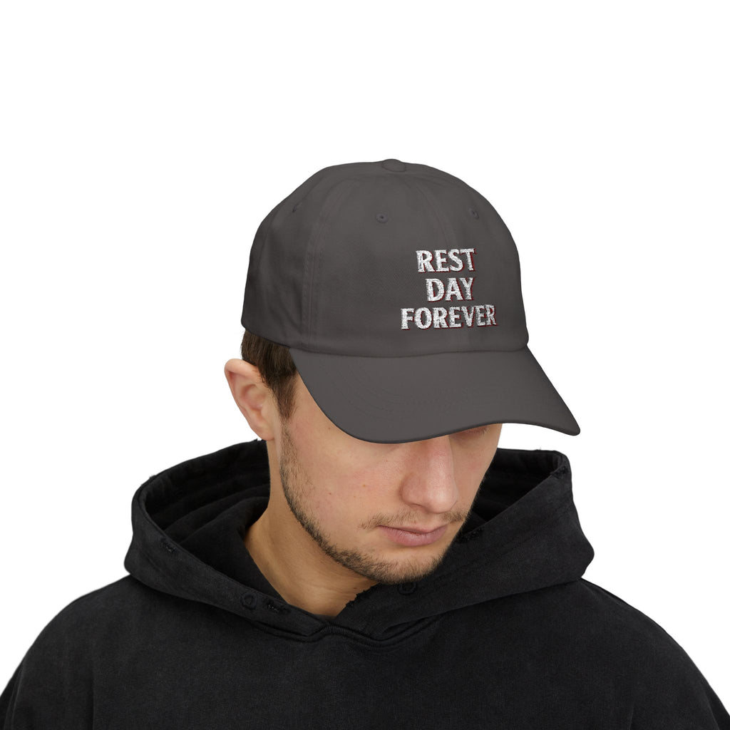 Rest Day Forever Classic Dad Cap | Minimalist Embroidered Fitness & Lifestyle Hat