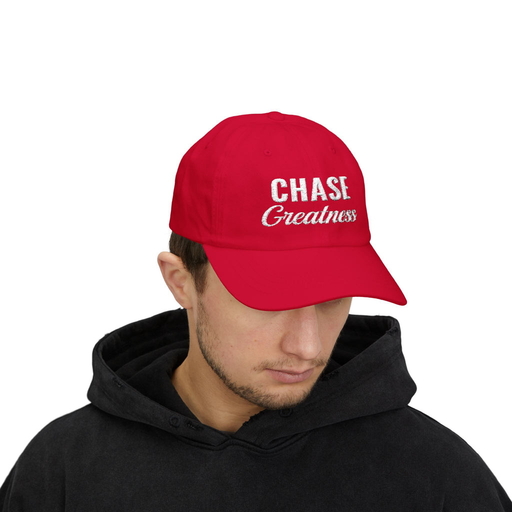 Chase Greatness Embroidered Dad Cap – 100% Cotton Motivational Gym Hat