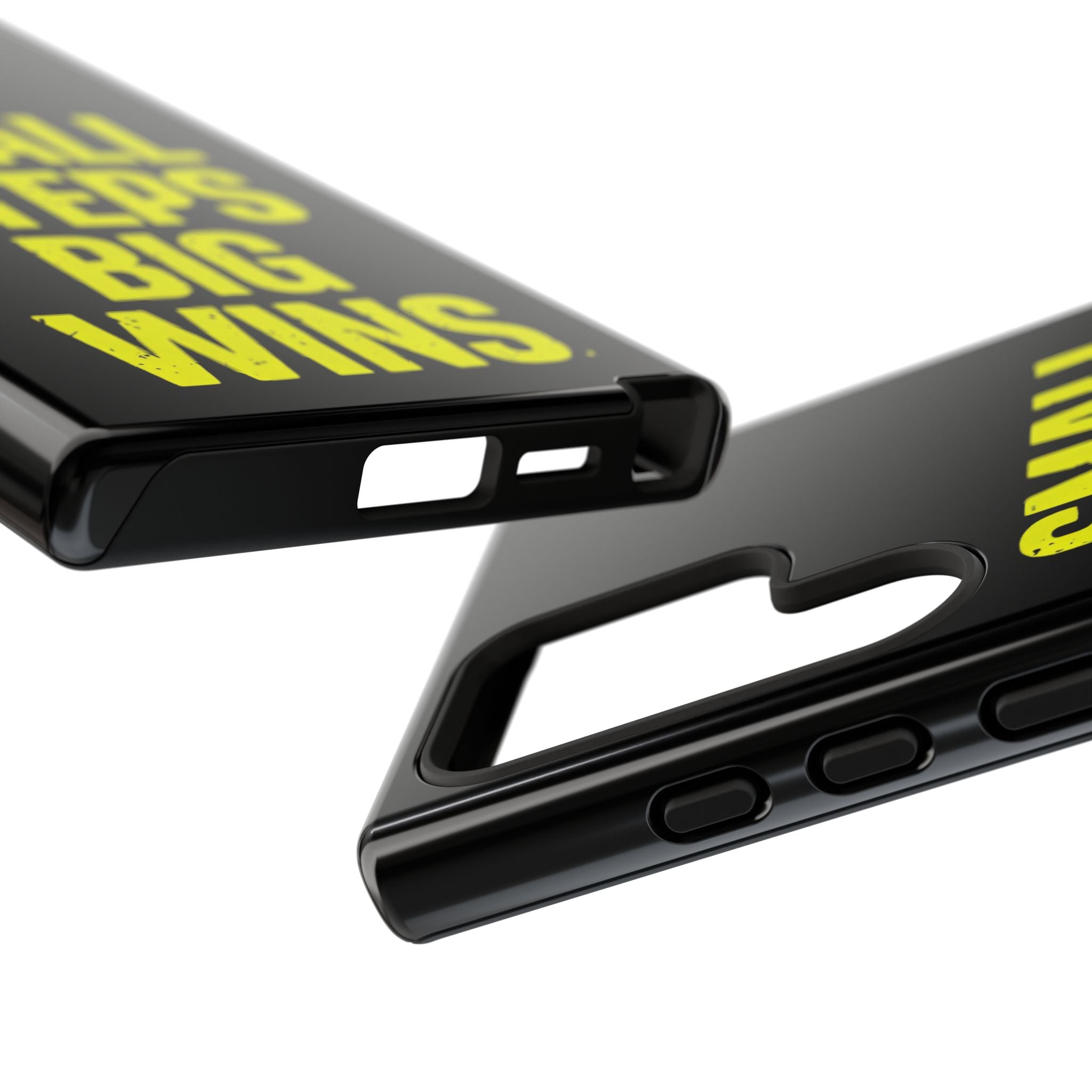 Small Steps Big Wins Motivational Phone Case, Inspirational Quote iPhone Case, Tough Samsung Galaxy Case, Minimalist Black Success Cover