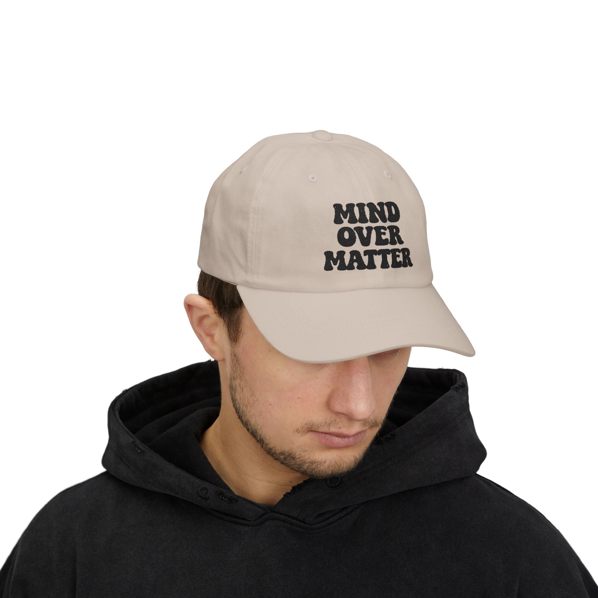 Mind Over Matter Dad Hat | Motivational Embroidered Cap, Minimalist Aesthetic Hat, Adjustable Cotton Baseball Cap, Gym & Lifestyle Gift