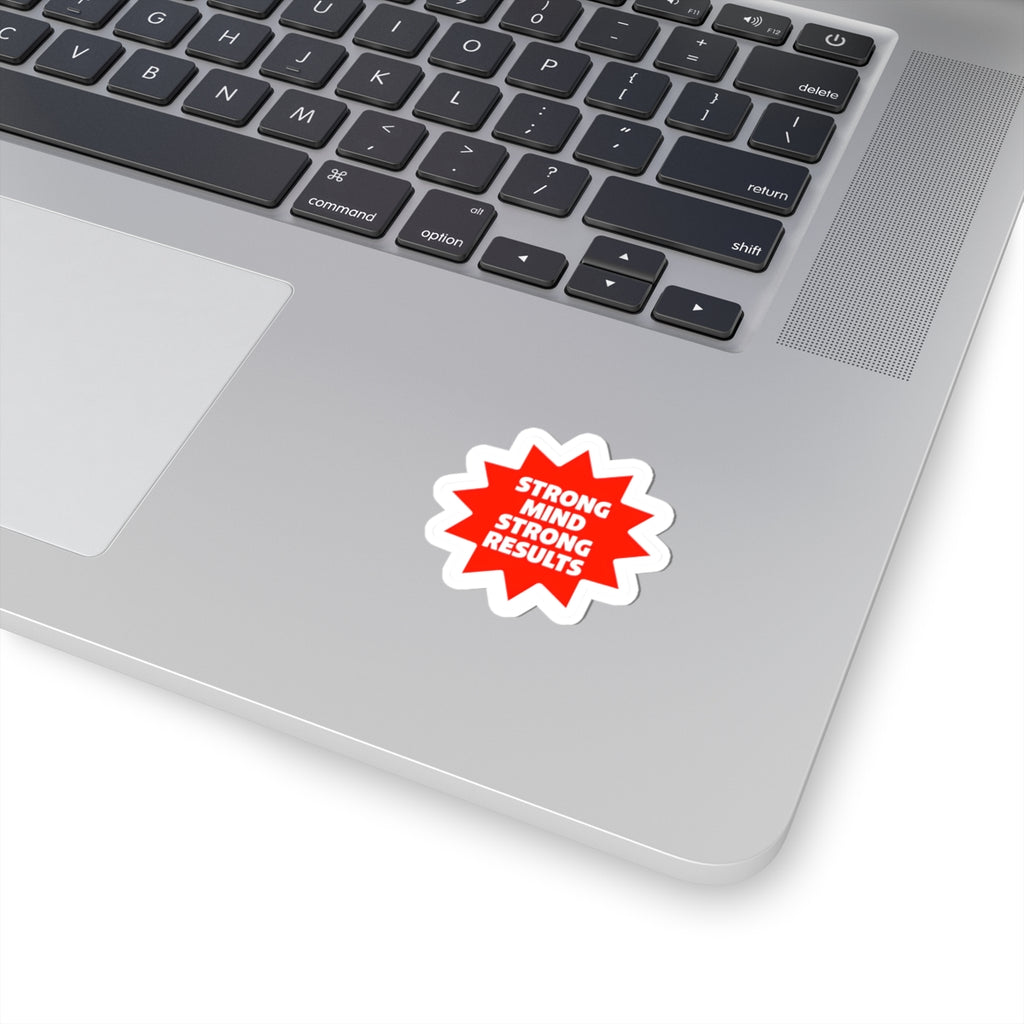 Strong Mind Strong Results Premium Kiss-Cut Sticker - Bold Red Starburst Design