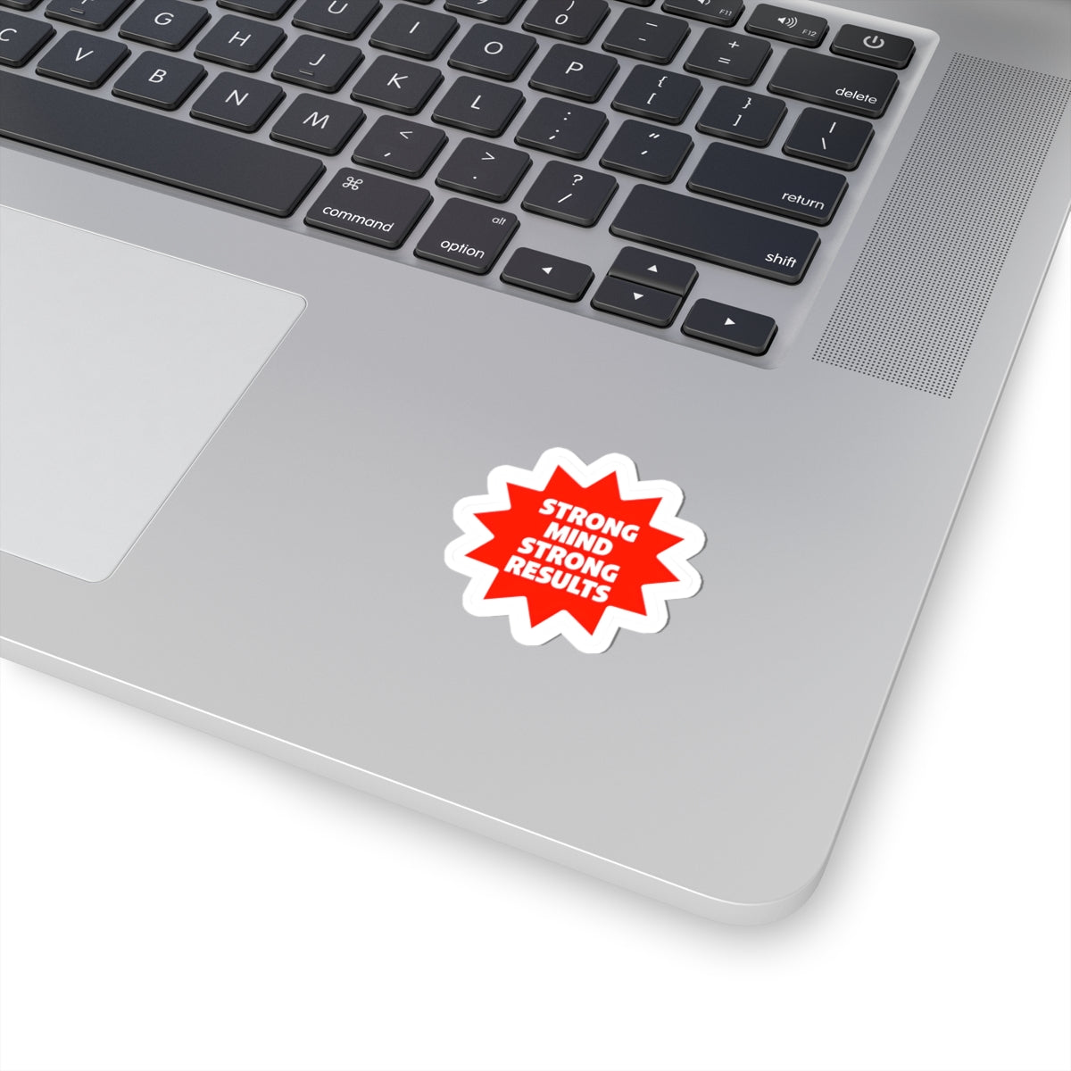 Strong Mind Strong Results Premium Kiss-Cut Sticker - Bold Red Starburst Design