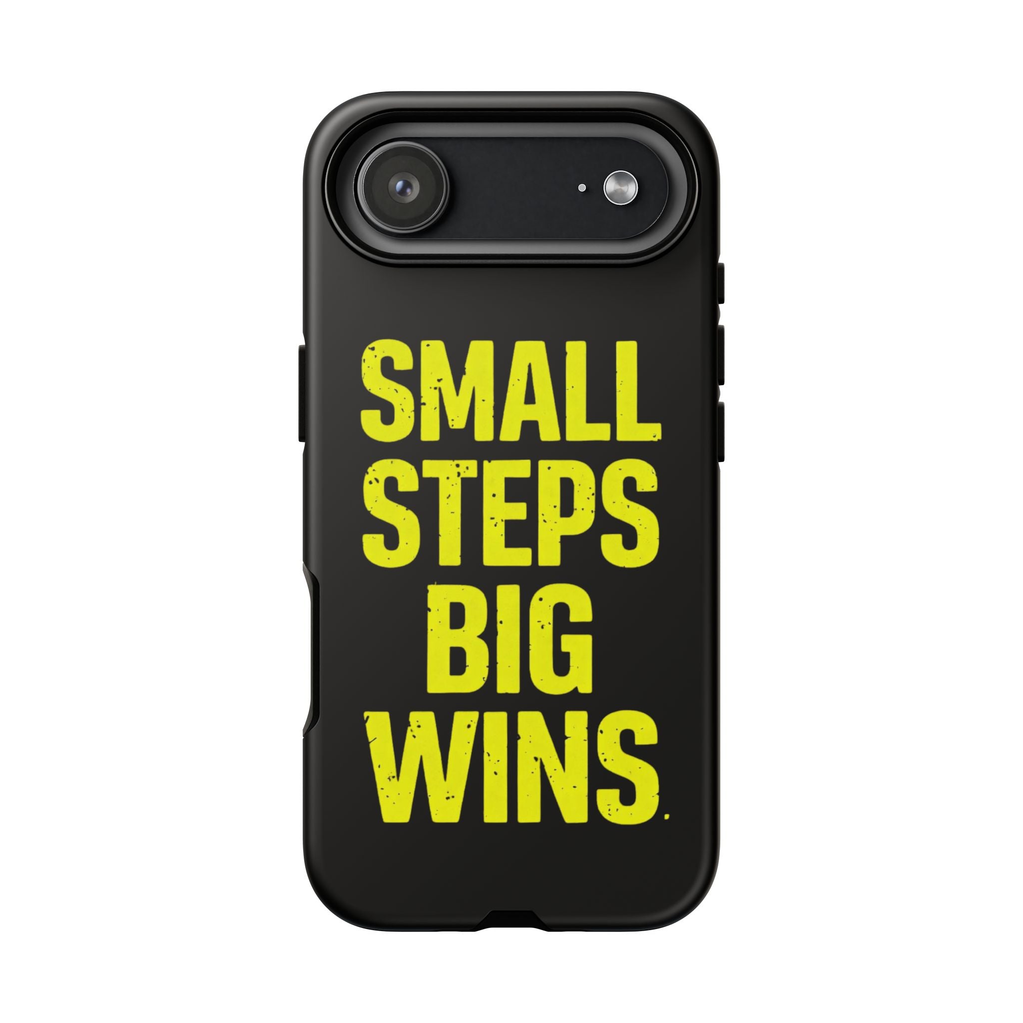 Small Steps Big Wins Motivational Phone Case, Inspirational Quote iPhone Case, Tough Samsung Galaxy Case, Minimalist Black Success Cover