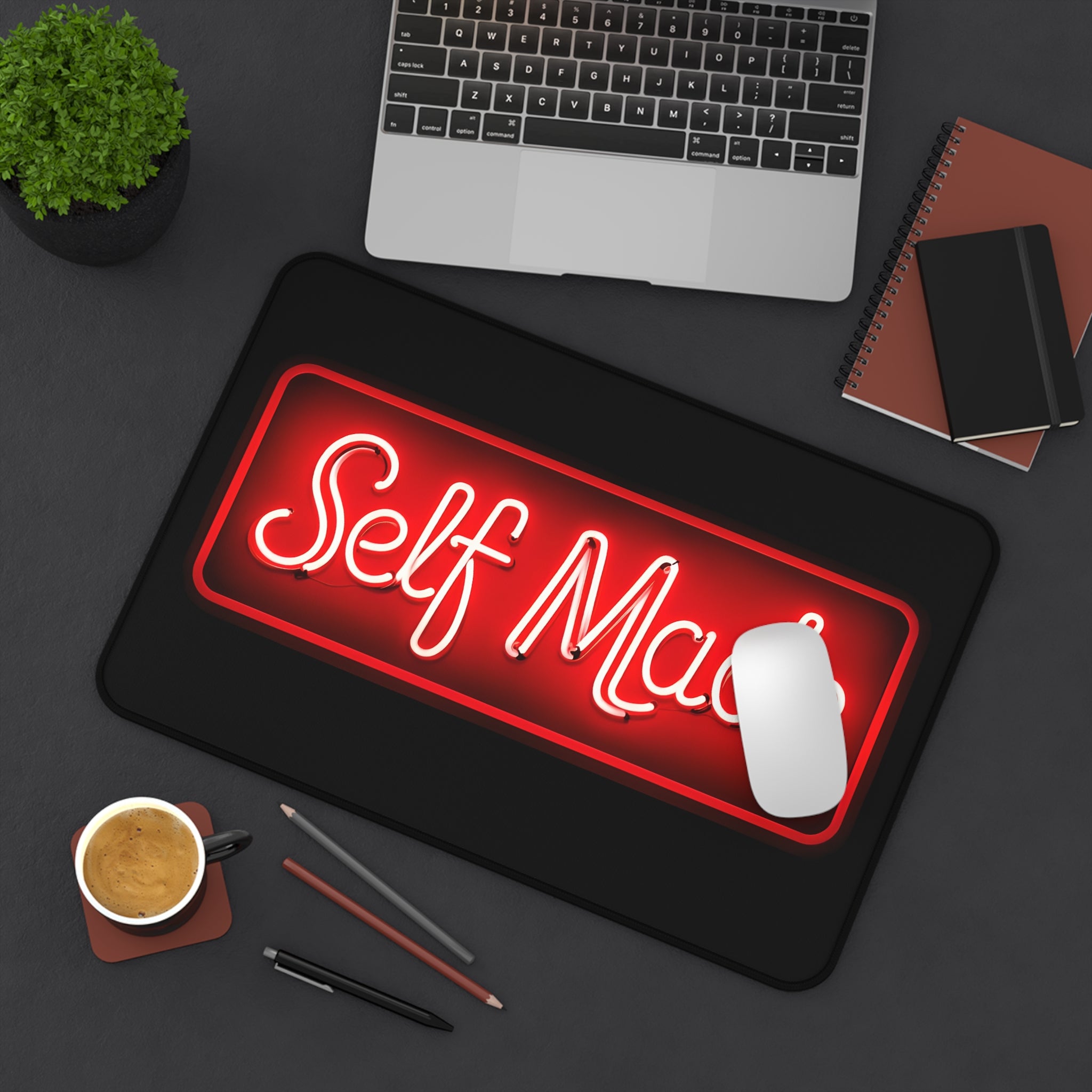 Self Made Desk Mat – Motivational Desk Pad – Entrepreneur Desk Setup – Gaming Mouse Pad – Hustle Mindset Office Desk Mat – Workspace Motivation