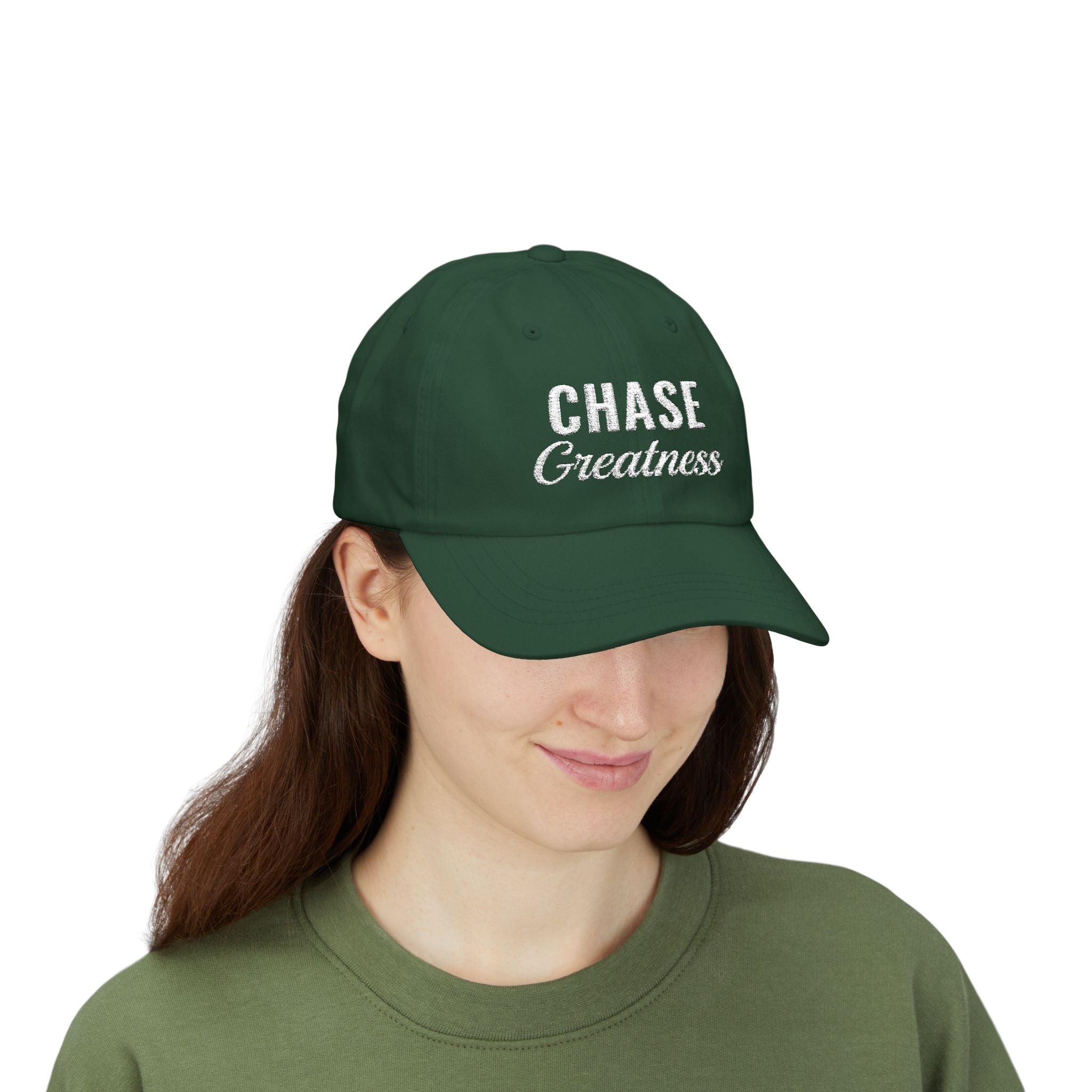 Chase Greatness Embroidered Dad Cap – 100% Cotton Motivational Gym Hat