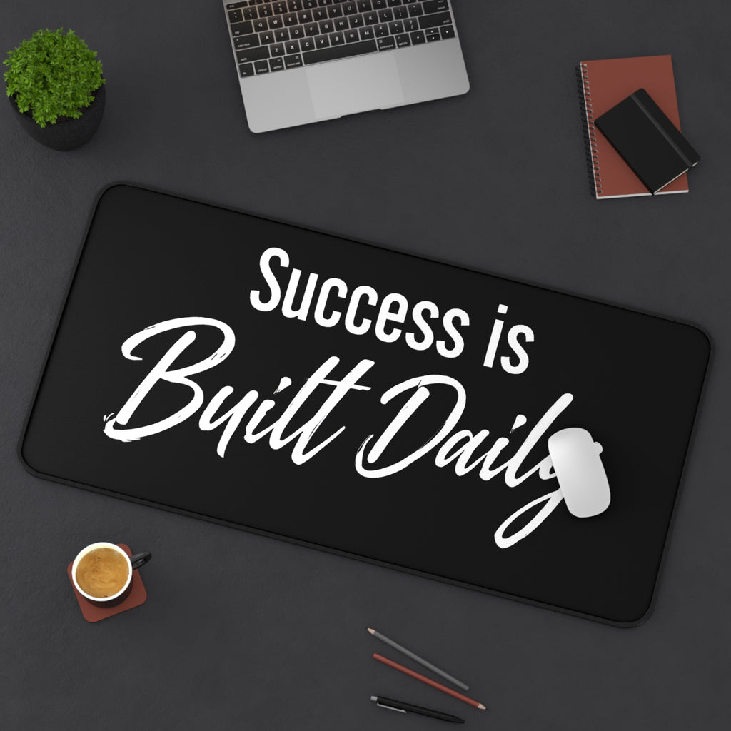 Success Is Built Daily Desk Mat – Motivational Office Desk Pad, Productivity Workspace Mat, Non-Slip Neoprene Desk Mat for Home Office