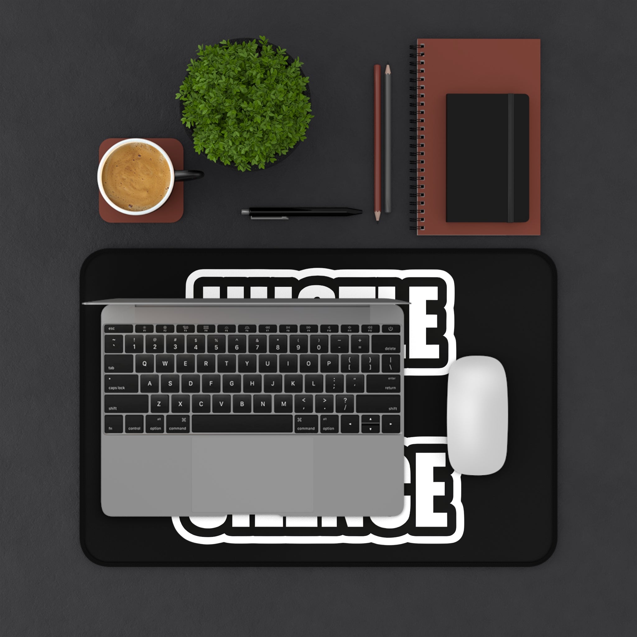 Hustle in Silence Desk Mat – Motivational Office Desk Pad – Entrepreneur Workspace Mouse Pad – Gaming Desk Mat – Productivity Desk Setup