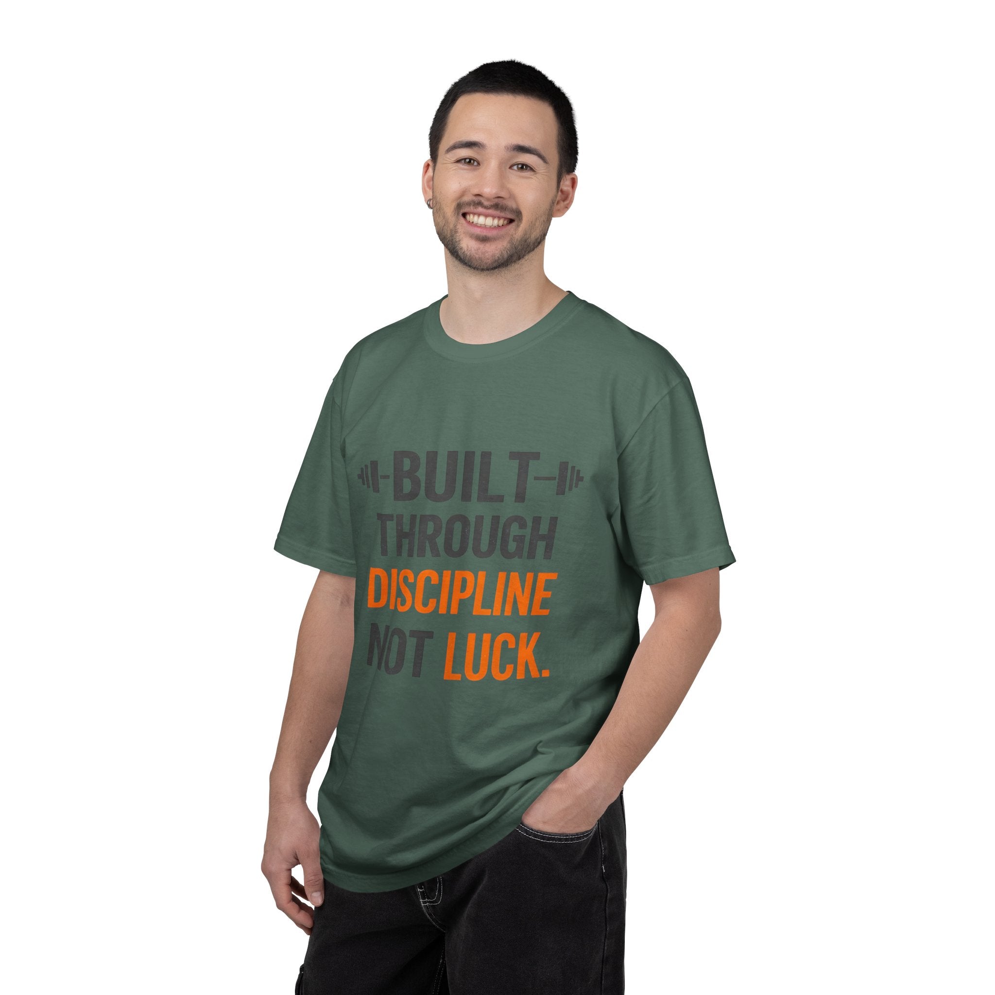 Built Through Discipline Not Luck Vintage Fitness Tee | Unisex Garment - Dyed