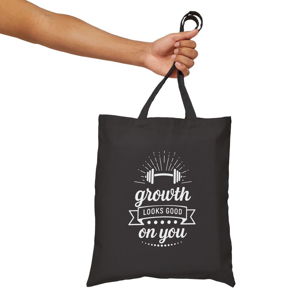 Growth Looks Good On You Tote Bag - Gym Bag for Women - Fitness Motivation Canvas Tote - Heavy Duty Workout Bag - Body Positivity Gift