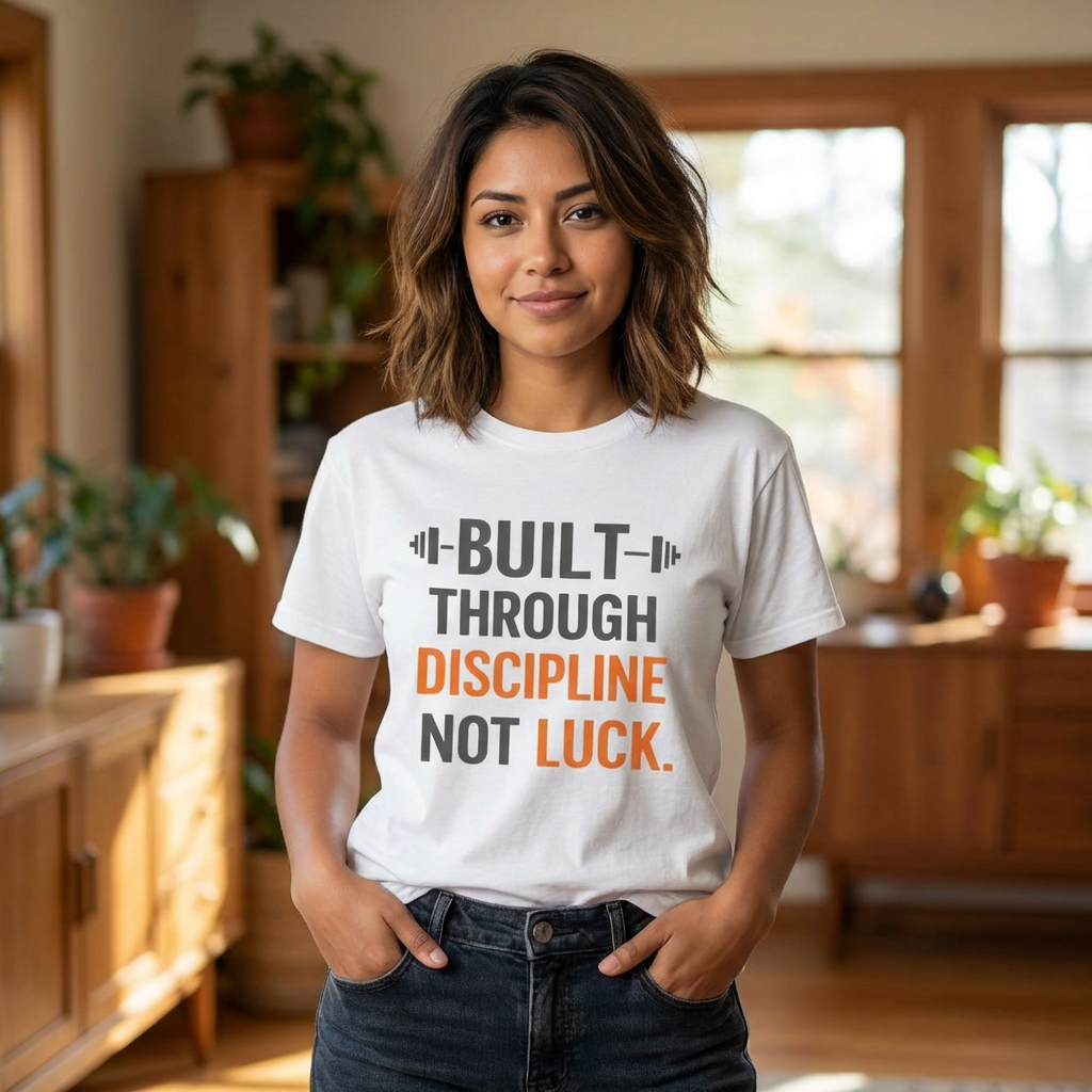 Built Through Discipline Not Luck Vintage Fitness Tee | Unisex Garment - Dyed