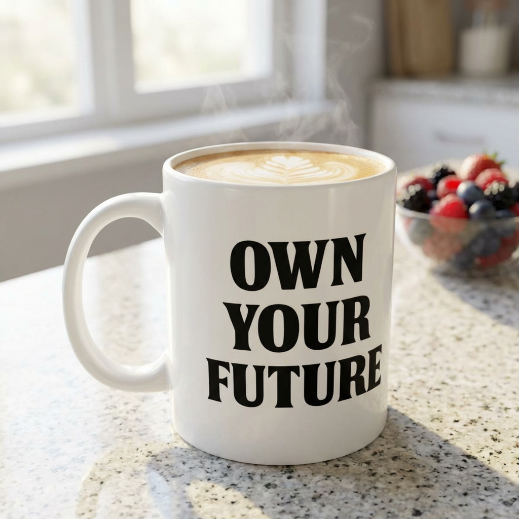Own Your Future Motivational Mug - 11oz White Ceramic Coffee Cup - Inspirational Gift for Entrepreneurs, Students & Goal Setters