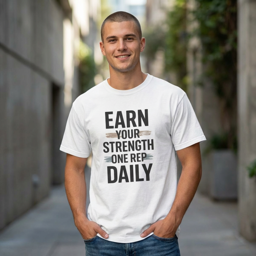 Earn Your Strength One Rep Daily Unisex Garment-Dyed T-Shirt – Motivational Gym Shirt, Fitness Workout Tee, Discipline Training Shirt, Comfort Colors