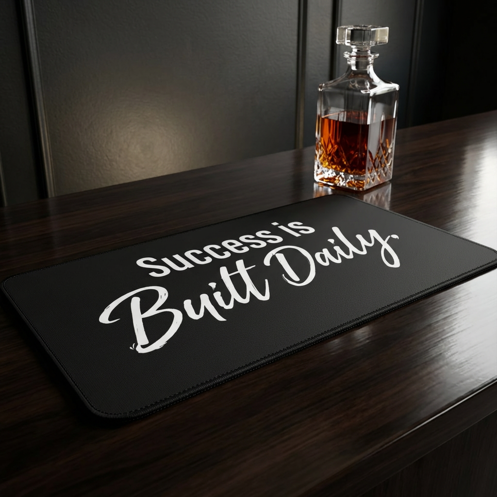 Success Is Built Daily Desk Mat – Motivational Office Desk Pad, Productivity Workspace Mat, Non-Slip Neoprene Desk Mat for Home Office