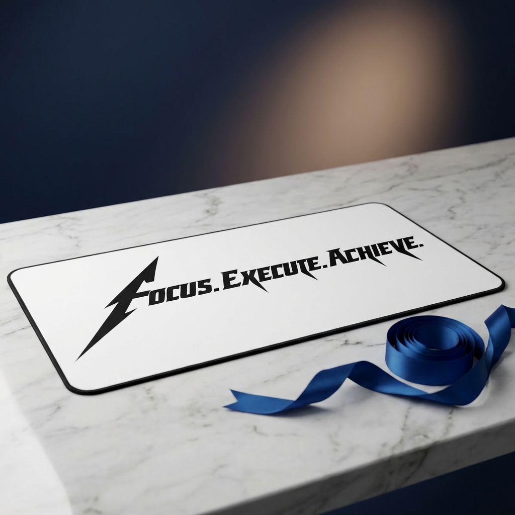 Focus Execute Achieve Desk Mat – Minimalist Motivational Mouse Pad, Anti-Slip Neoprene Desk Mat, Work & Gaming Desk Accessory
