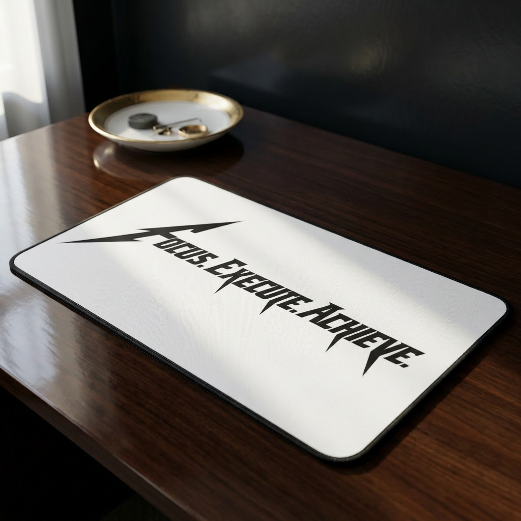Focus Execute Achieve Desk Mat – Minimalist Motivational Mouse Pad, Anti-Slip Neoprene Desk Mat, Work & Gaming Desk Accessory