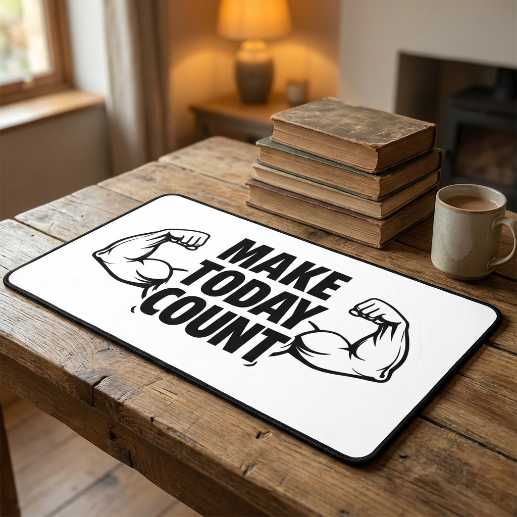 Make Today Count Motivational Desk Mat - Gym Lover Aesthetic Mousepad - Large Neoprene Office Decor