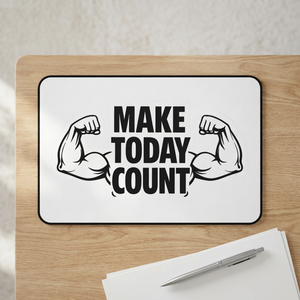 Make Today Count Motivational Desk Mat - Gym Lover Aesthetic Mousepad - Large Neoprene Office Decor