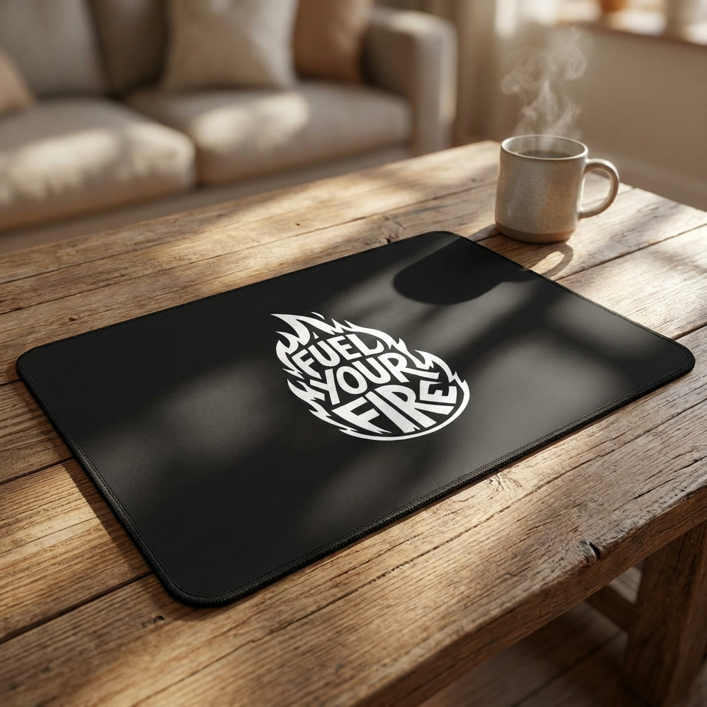 Fuel Your Fire Motivational Desk Mat - Large Extended Mouse Pad, Productivity Desk Pad, Gaming Mousepad, Office Setup Motivation