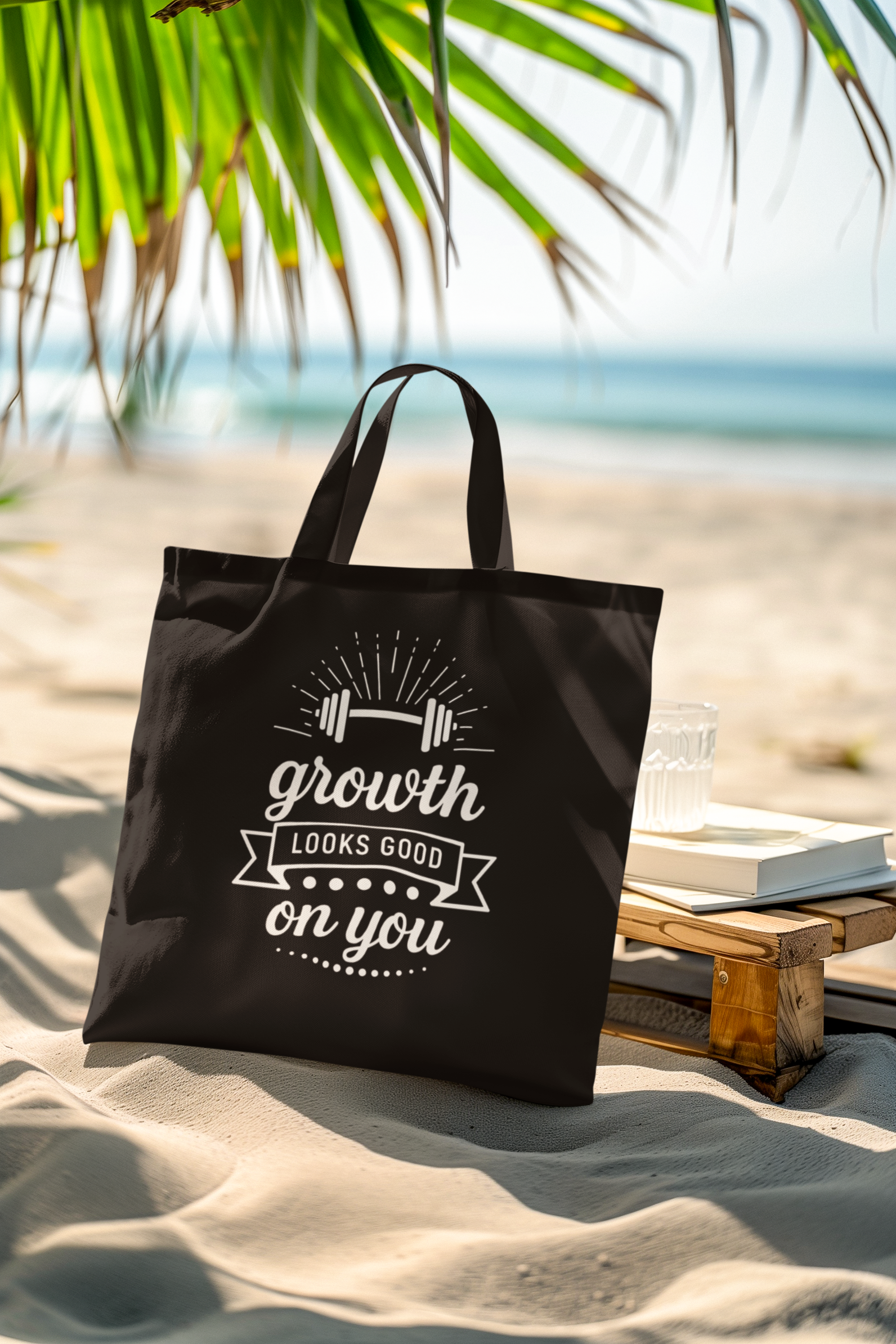 Growth Looks Good On You Tote Bag - Gym Bag for Women - Fitness Motivation Canvas Tote - Heavy Duty Workout Bag - Body Positivity Gift