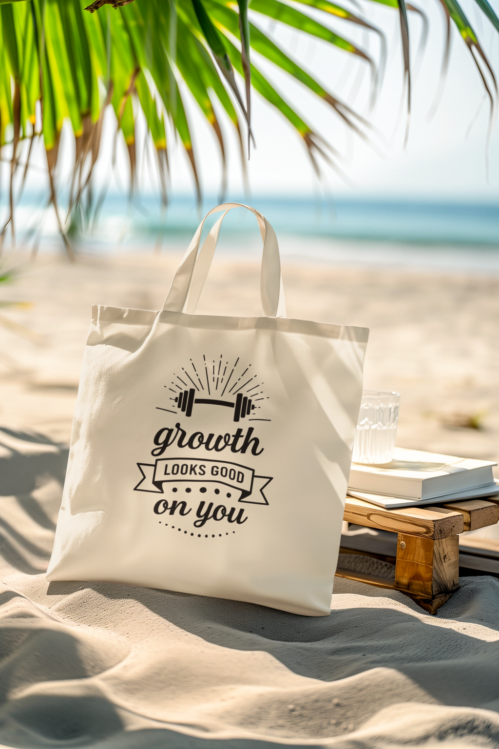 Growth Looks Good On You Tote Bag - Gym Bag for Women - Fitness Motivation Canvas Tote - Heavy Duty Workout Bag - Body Positivity Gift