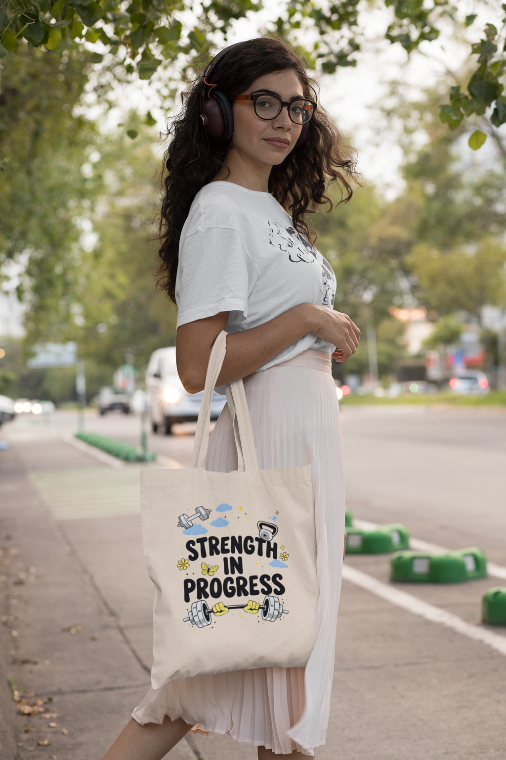 Strength In Progress Gym Tote Bag - Motivational Workout Canvas Bag, Fitness Lover Gift, Gym Girl Tote, Shopping Bag