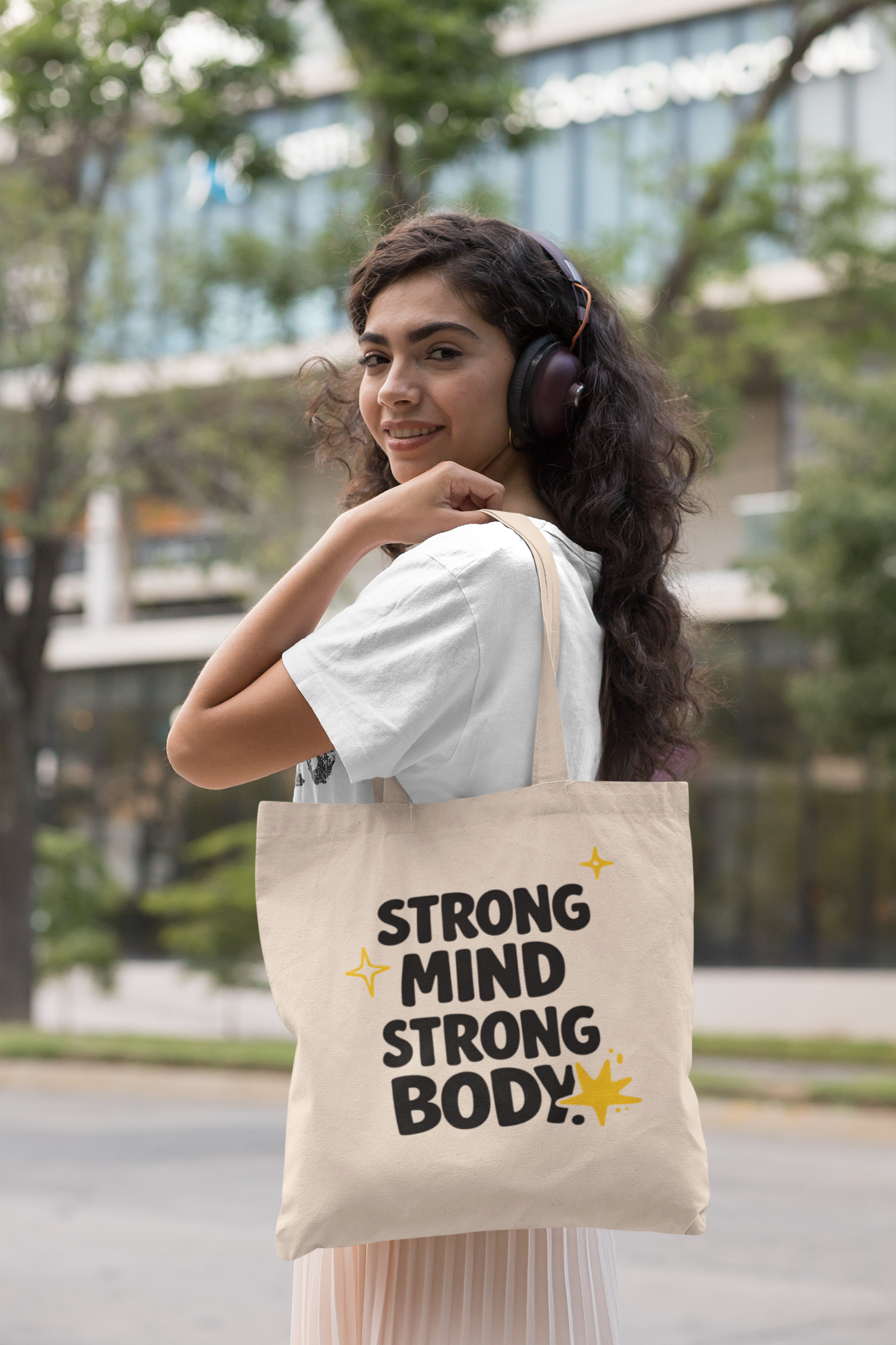 Strong Mind Strong Body Tote Bag - Motivational Gym Canvas Tote, Fitness Lover Gift, Workout Tote Bag, Inspirational Gym Bag