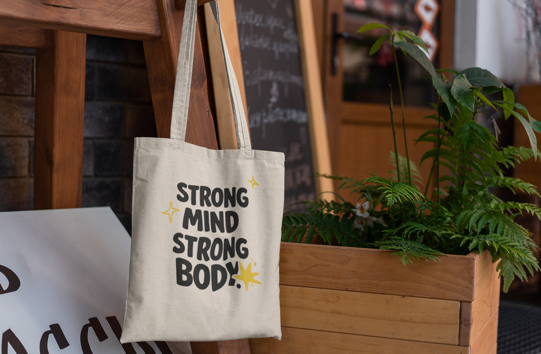 Strong Mind Strong Body Tote Bag - Motivational Gym Canvas Tote, Fitness Lover Gift, Workout Tote Bag, Inspirational Gym Bag