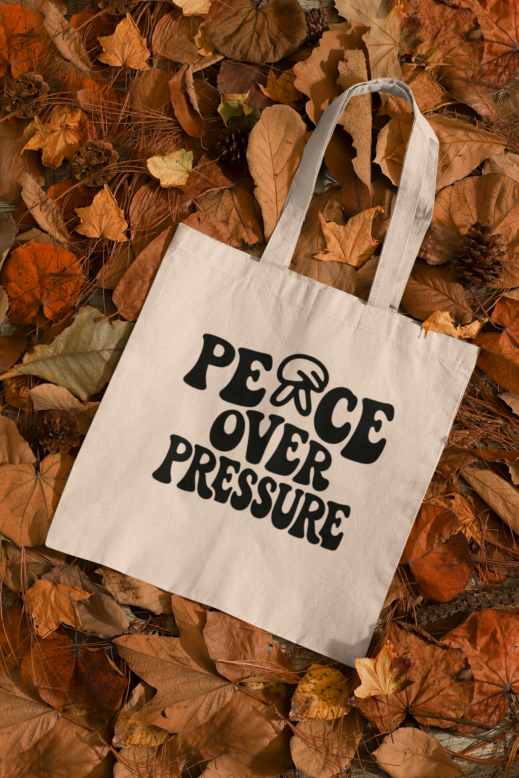 Peace Over Pressure Tote Bag - Aesthetic Motivational Canvas Bag, Minimalist Self Care Quote Tote, Everyday Cotton Shopper Bag