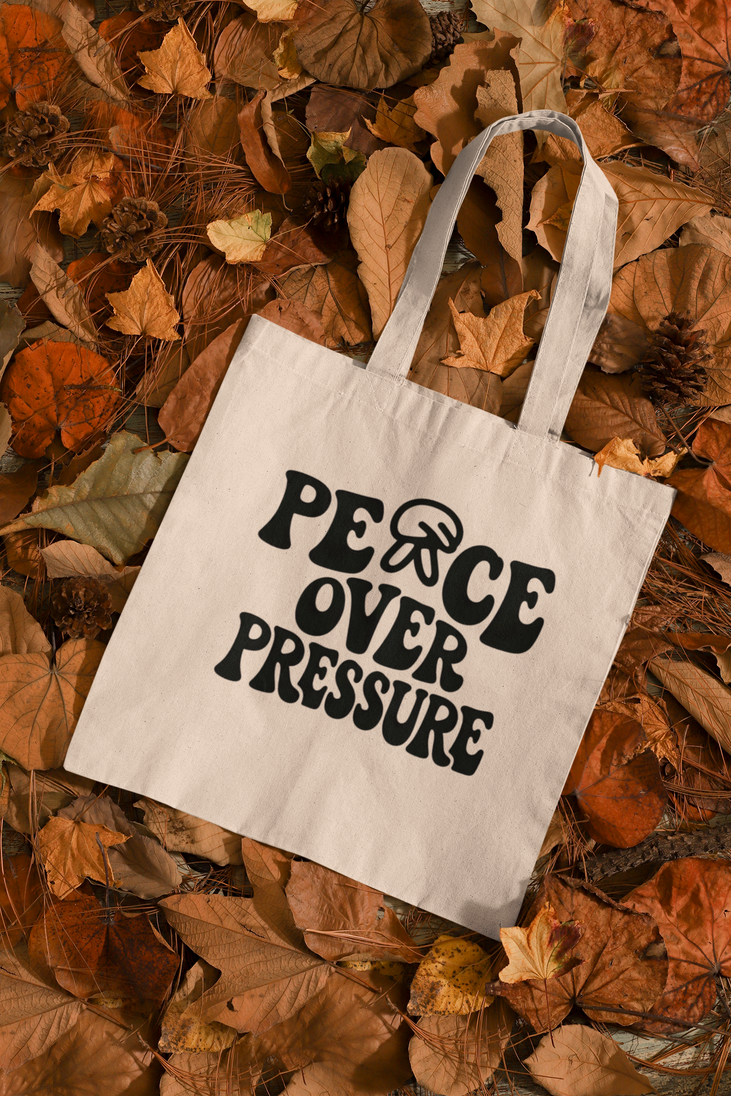 Peace Over Pressure Tote Bag - Aesthetic Motivational Canvas Bag, Minimalist Self Care Quote Tote, Everyday Cotton Shopper Bag