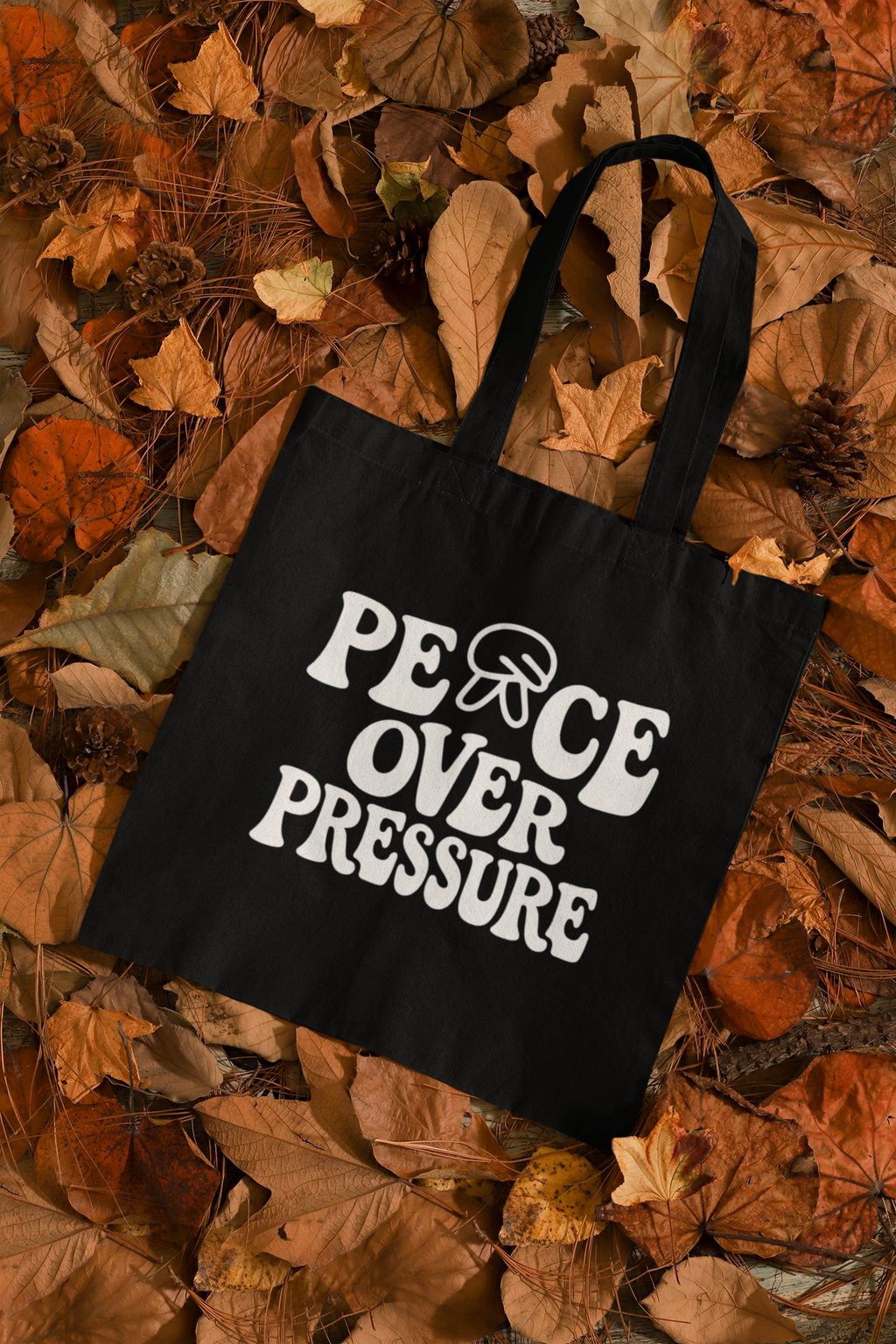 Peace Over Pressure Tote Bag - Aesthetic Motivational Canvas Bag, Minimalist Self Care Quote Tote, Everyday Cotton Shopper Bag