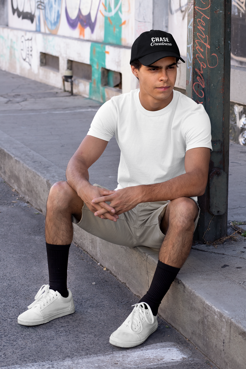 Chase Greatness Embroidered Dad Cap – 100% Cotton Motivational Gym Hat